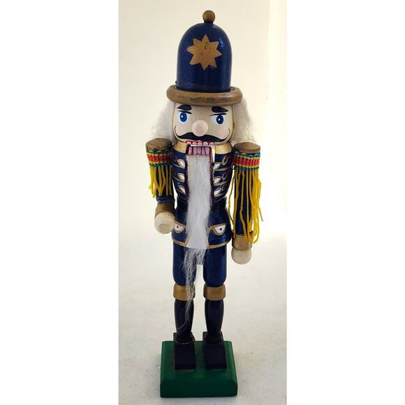 NUTCRACKER-Wooden-Soldier-Blue Uniform-Gold Star Hat-10" Tall-Hand Painted - Picture 7 of 11